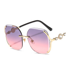 2020  High Quality   Square Rimless  Sunglasses Women Lady Diamond Cutting  Lens Gradient Sun Glasses